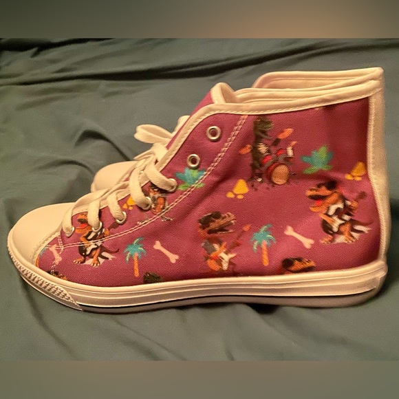 NWOT Unisex T-Rex Drums & Guitars High Top sneakers - Picture 3 of 6